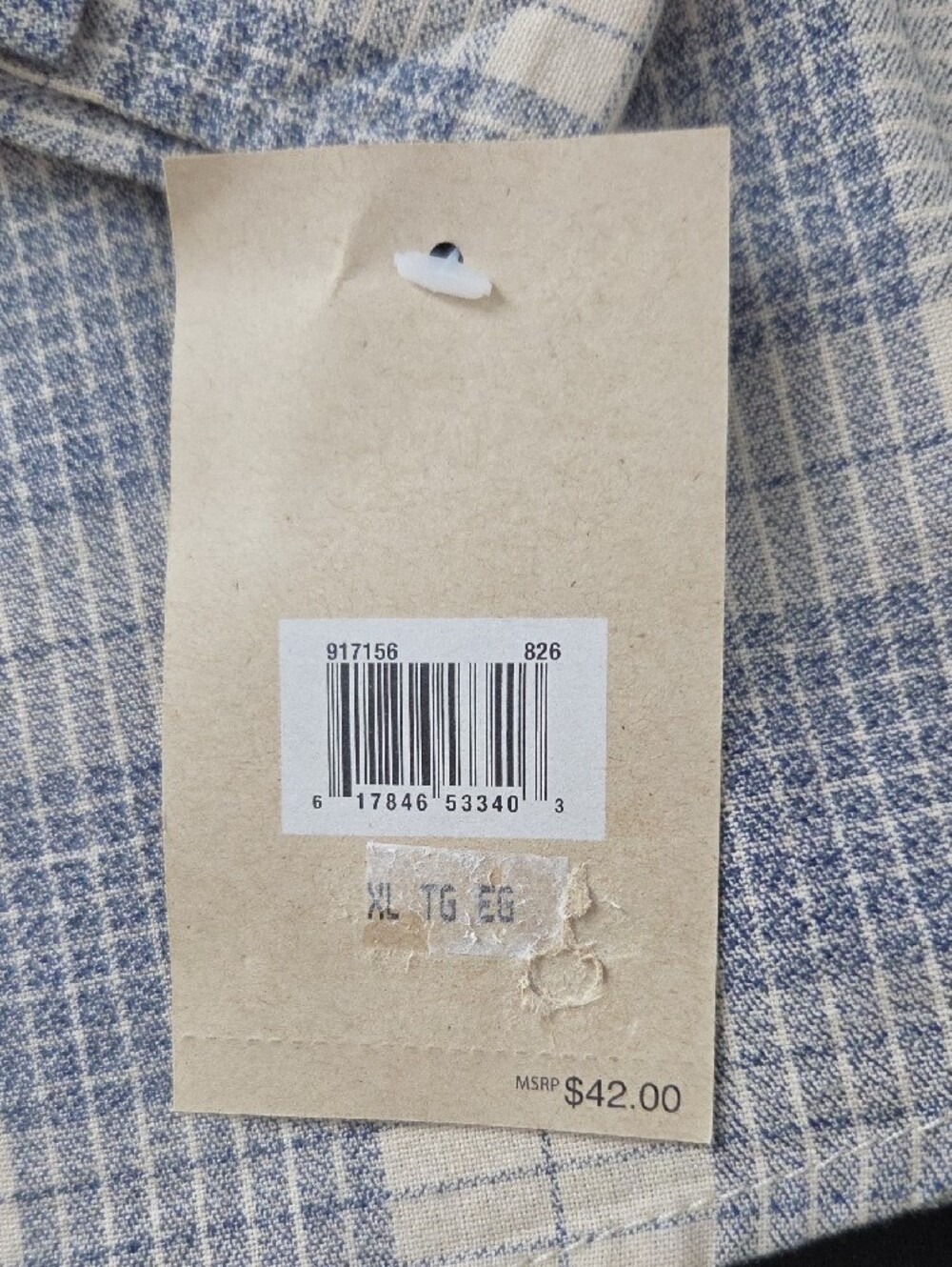 Levi's Women's Cream and Blue Plaid Snap-Down Shirt - Picture 4 of 7